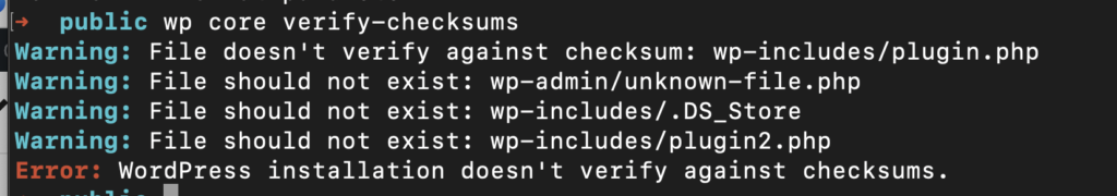 Remove malicious code with WordPress CLI verify checksums - Lax Mariappan